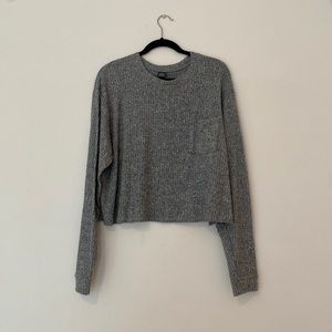 cropped grey long sleeve sweater